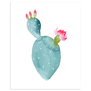 Watercolor Flowering Cactus Print