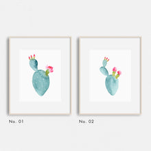 Load image into Gallery viewer, Watercolor Flowering Cactus Print Set