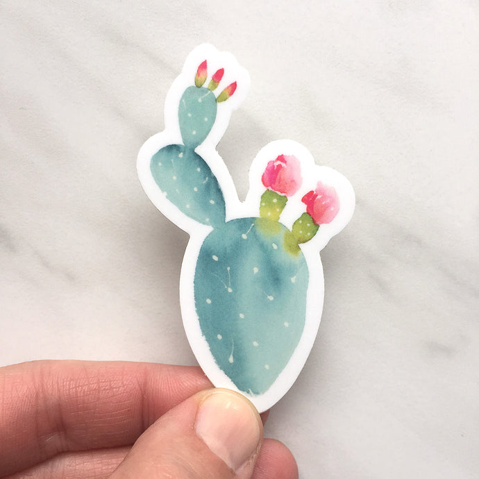 Pink Flower Cactus Sticker No. 02